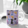 Canecas padrão roxo branco caneca xícara de café chá copos de leite presente de aniversário catalina williams ilustração arte onze netflix