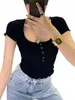 Kadın Tişörtleri Yaz Gündelik Kare Yaka Seksi Korunma Kısa Kollu Tek Bravatalı Dikişli Şeritli Örme Geri Moda İnce Tshirt
