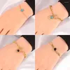 Link-Armbänder Edelstahl-Armband Blauer runder Naturstein für Frauen Türkis-Anhänger-Kettenschmuck