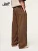 Inflation Brown Retro Washed Denim Pants Unisex Classic Straight Leg Jeans Male Trouesr Plus Size 240127