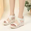 Sandals Summer Fashion Women's Wedge Cross Strap Platform Elastic Band Back Zipp Ladies Shoes Causal Black Rome Shoe Sandal