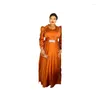 Plus Size Dresses Evening Dress 2024 Fashion Solid Color High Waist Temple Long Sleeved Elegant Female Clothes