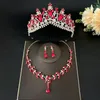 Colar brincos conjunto de cristal barroco gota de água nupcial strass tiaras coroa para noiva festa de casamento jóias