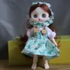16 cm yeux bleus Bjd poupée robe Lolita BJD 13 poupées articulées sourire visage rond jouets petite fille ensemble complet poupée cadeau pour poupées d'anniversaire 240202