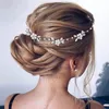 Hårklipp pärla kedja pannband brud smycken full rhinestones hårband mode blommor krona bröllopstillbehör marrige bijoux