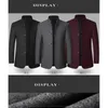BROWON Marke Wintermantel Männer Chinesischen Stil Stehkragen Solide Mäntel für Herbst und Business Casual Woolen Jacke 240125