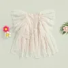 Sukienki dla dziewcząt Focusnorm 0-4y Summer Toddler Kids Girls Sukienki Ruffle Muchowe rękaw 3D Flower Haft Haftle Tiulle