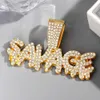 Men Iced Out Cuban Link Chain Necklace for Men with KING QUEEN SAVAGE OTF ICE Letter Pendant Hip hop Fashion Jewelry Gifts 230920