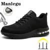 Sapatos de segurança homens mulheres botas de segurança de trabalho aço toe sapato à prova de punção almofada de ar tênis de trabalho luz moda sapatos de trabalho unisex 240126