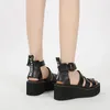 Sandals Ankle Strap Summer Fashion Women Open Toe Platform Shoes High Thick Heels Female Black Unique Party Shoesty7