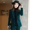 Women Gold Velvet Blazer Office Lady Spring Autumn zagraniczna atmosfera Czerwona Blazery Suit Ol Professional Wear 240130