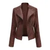 Женская модная кожаная куртка на шнуровке, облегающая весенне-осенняя мотоциклетная куртка на молнии 240127