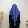 Etnik Giyim Şifon Uzun 2 Katman Khimar Kadın Müslüman Ramazan Duası Hicab Eşarp Jilbab Eid Hijabs İslami Kravat Geri Dikkar Djellaba