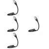 Veilleuses 4pcs Clip de lumière de livre portable sur lampe à LED réglable soins oculaires alimentés par batterie pour lit noir