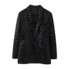 Taop Za Early Spring Product Womens Fashion and Casual Versatile Flip Collar Beaded Velvet Suit Coat 240127