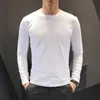 Herren-T-Shirt, einfarbig, langärmelig, solides Hemd, schmal, glatt, locker, Herbst, Weiß, Schwarz, Übergröße, lässig, voll 240119