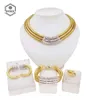 Necklace Earrings Set For Women Luxury Brazilian Gold Plated Bracelet Simple Layered Design Elegant Wedding Party Bijoux SYHOL