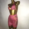 Vêtements de scène Sexy Creux Trou Shorts Soutien-Gorge Ensemble Bikini Tenues Bar Discothèque DJ Danseuse Femmes Anniversaire Célébrer Costume De Fête