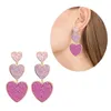 Boucles d'oreilles pendantes dégradé de couleur, amour élégant, bijoux en forme de cœur à 3 connexions, livraison directe