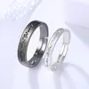 Wedding Rings 2PCS Black White ECG Electrocardiogram Copper Plated Platinum Couple Ring Resizeable Finger Jewelry Wholesale