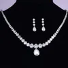 Necklace Earrings Set Luxury Women's Jewelry Elegant Shape Bridal CZ Bracelet Ring Set&m Large Wedding