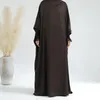 Roupas étnicas 2024 Marroquino Dubai Abaya Vestido Com Capuz Sólido Mangas Compridas Árabe Abayas para Mulheres Laço Solto Ramadan Muçulmano Femme Robes