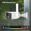 2K 4MP Bincular Bullet Camera Outdoor Fixed 180° Wide Angle Panorama WiFi Camera Home Security Protection Video Surveillance Cam 240126