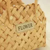 Shopping Bags Hand-woven Wood Slice Basket Teacher's Day Mother's Special Flower Posing Props Portable Gift