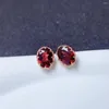 Saplama küpeleri kolife mücevherler günlük aşınma için basit değerli taş 6 8mm zümrüt kesim doğal garnet 925 gümüş