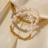 Charm Armbänder Minar Dainty 16 Karat Gold Silber Überzogener Titanstahl Unregelmäßige Süßwasserperle Asymmetrische Kette Strang Für Frauen Femme