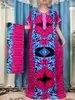 Roupas étnicas 2024 moda mulheres africanas vestido de manga curta gravata de algodão tingido impresso dubai maxi robe muçulmano verão