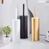 Juego de portaescobillas de aluminio dorado y negro de lujo, accesorios para limpieza de baño y suelo del hogar, 240118