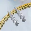 Boucles d'oreilles pendantes en argent sterling 925 véritable super flash long cinq diamants à haute teneur en carbone pour les femmes dîner de mariage anniversaire bijoux fins