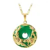 Kolye Kolyeleri Doğal Yeşil Hetian Jade Dragon Phoenix Kolye Çin Jadeite Muska Moda Cazibesi Takı Hediyeleri