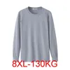 Camiseta masculina manga longa inverno 7xl 8xl 134cm tamanho grande 5xl 6xl algodão casa camiseta 240122