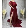 Don Judy Maternity Dresses Poshoot Chiffon Off the Shoulder Side Slit Maternity Clown Baby Shower Dress for Precklant Woman 240122