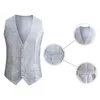 Men's Vests Men Formal Waistcoat Sequin Sleeveless Slim Fit Vest With Adjustable Back Buckle For Stage Show Emcee Performance