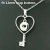 Pendentif Colliers Mode Beauté Amour Clé Métal Snap Collier 60 cm Fit 12mm/18mm Boutons Bijoux DJ0188