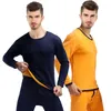 Roupa íntima térmica masculina, feminina para meia-idade com pelúcia e camisetas grossas, ternos de veludo dourado, plus size, conjuntos de johns longos