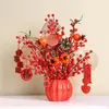 Декоративные цветы 2024 Взрывной свет Роскошная имитация красных фруктов Гранат Ягоды Высококачественное украшение для входа в ТВ-шкаф