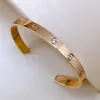 Love Bangl 1 Diamond Open Bracelet Style Gold Plated 18K Bangle Ladies Bracelet for Woman Designer Replica T0P 5A Jewelry 027