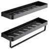 Bathroom Black Shelf with Towel Bar Space Aluminum Corner Shelves Towel Rack with Hook Shampoo Holder Kitchen Storage Rack 240131