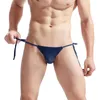 Underpants Men'S Underwear Sexy Transparent G-String Thong Briefs Bulge Pouch Breathable Side Tie Panties Perspective Male Bikini Underpant