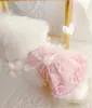 Hundkläder unika handgjorda kläder husdjur leveranser klänning bomull en bit orange rosa tyll spets 3d små blommor fairy prinsessa