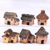 Dekoracje ogrodowe 6pcs miniaturowe ogrodnictwo krajobraz mikro wioska kamienna domy miniatury strzeche chaty