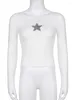 Women's T Shirts Sweetown Star Patches Cute Y2K Woman Tshirts Kawaii kläder 2024 Autumn O Neck Long Sleeve Slim Basic Casual White Tops