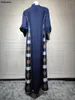 Etniska kläder Elegant Casual Floral broderi lapptäcke Långa klänningar Vintage Kontrast Färg Kaftan Ramadan Gulf Abayas för kvinnor