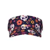 Basker Day of the Dead Skull and Flowers Summer Air Sun Hat Visor UV Protection Top Empty Sports Golf Running Sunscreen Cap