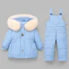 Down Coat Winter Overalls For Girls Kids Snowsuits Girl Duck Parka White Fur Outerwear Children Warm Jackets Baby Jumpsuit
