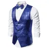 Men's Vests Vest V-neck Sequins Gowns Sleeveless Coats With Bow Tie Simple Slim Fit Suit For Parties Performances Clothing